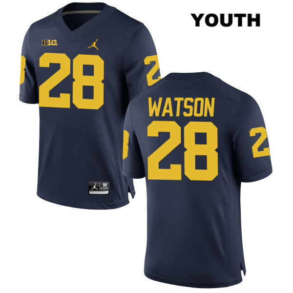 Youth NCAA Michigan Wolverines Brandon Watson #28 Navy Jordan Brand Authentic Stitched Football College Jersey RI25E14ZY
